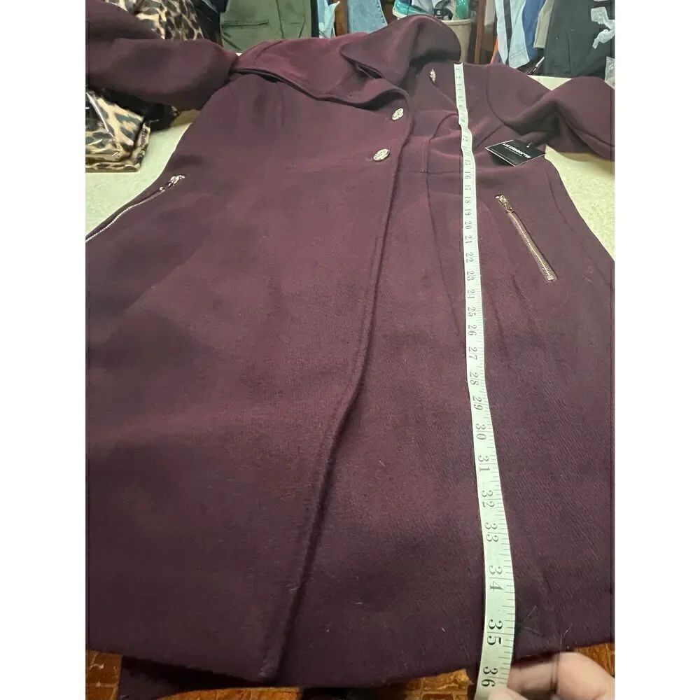 Liz Claiborne Wool Blend Single Breasted Pleated Jacket Sz L Wine NWT $220 - Picture 5 of 8